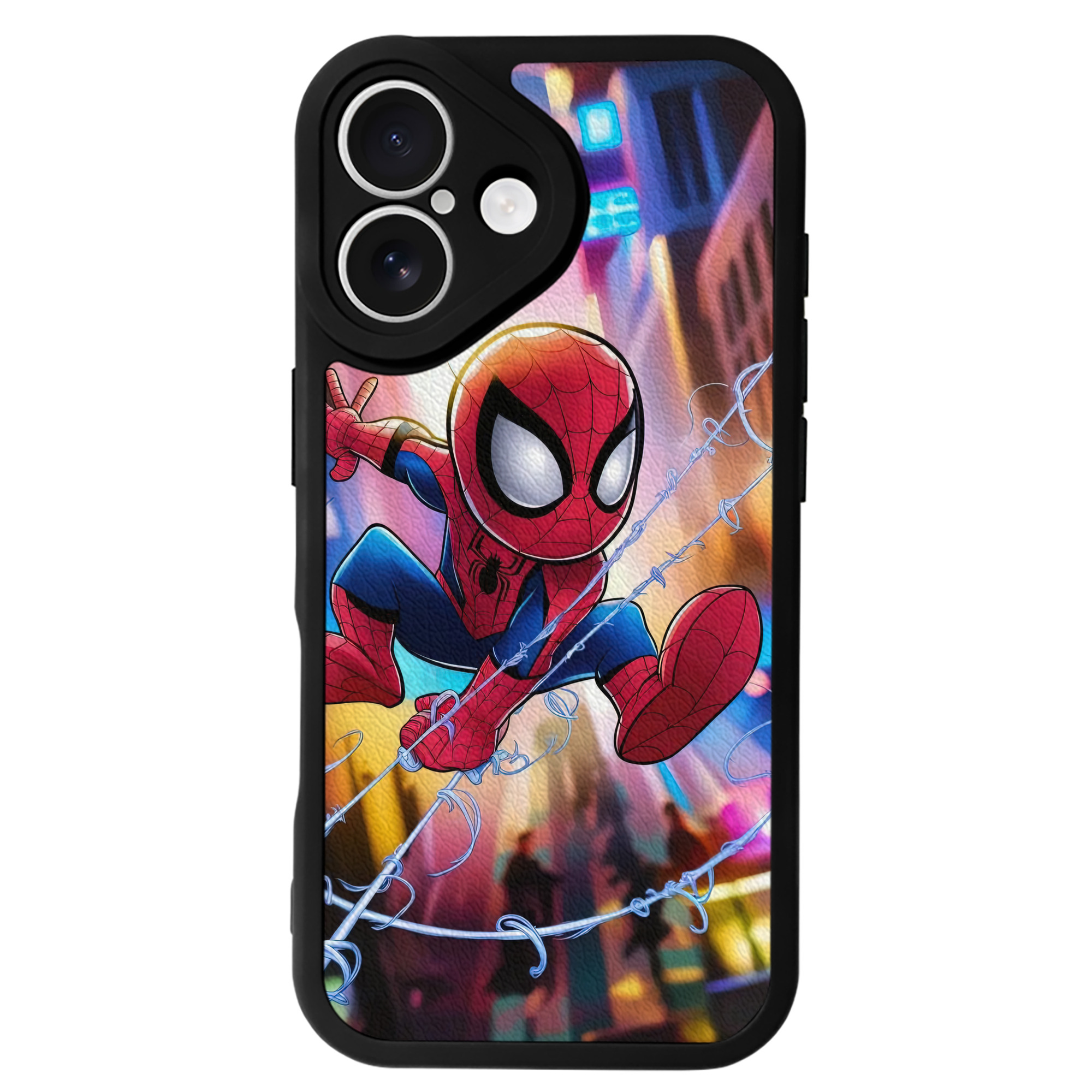 Spider Man スパイダーマン 【iPhone 16シリーズ対応】シリコンスマホケース（レザー調） 材質：シリコン